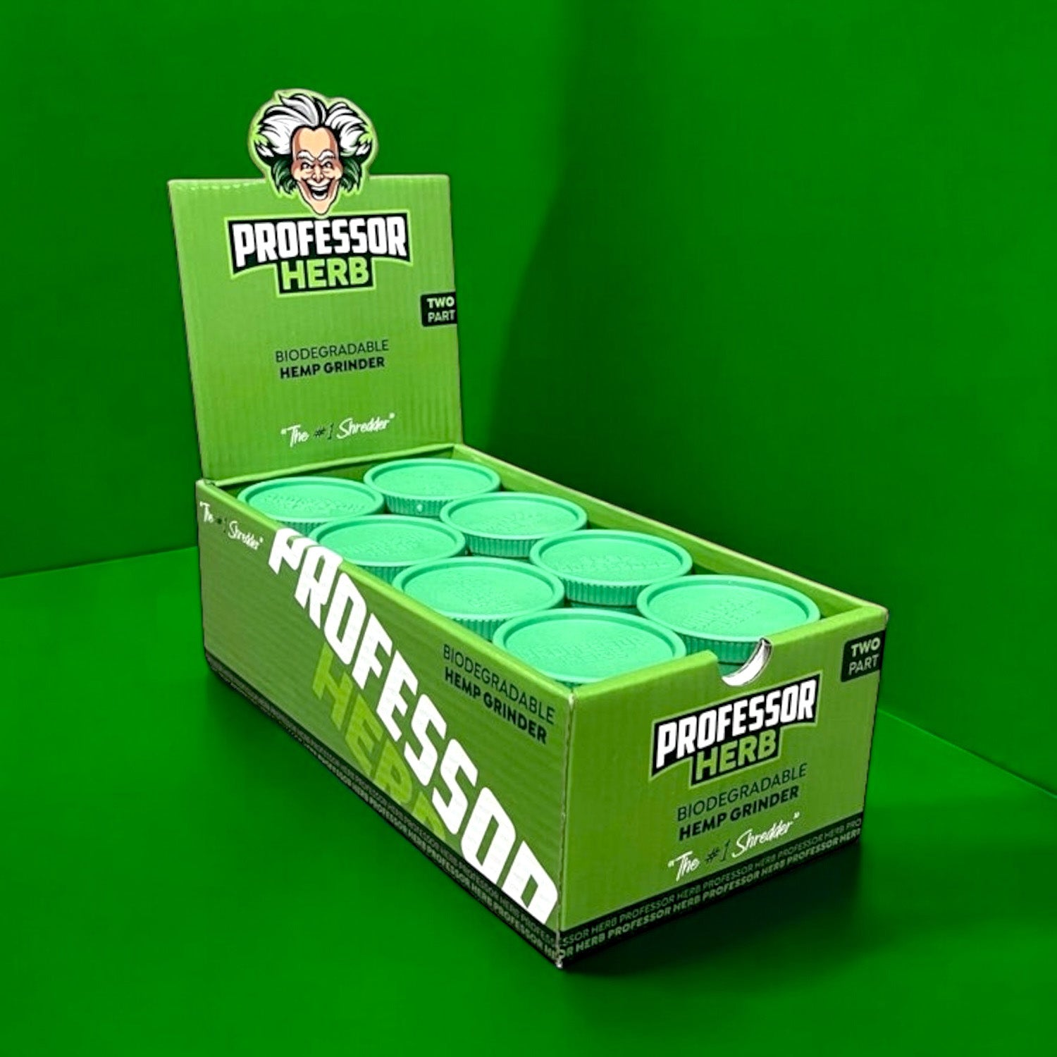 Professor Herb Biodegradable Hemp Shredder Grinder (2 Part) - Green - Image 2