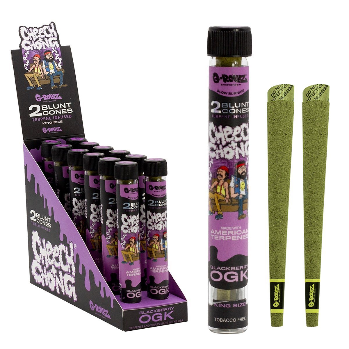 G-Rollz Cheech & Chong Terpene Infused Hemp Blunts - Blackberry OGK - Image 2