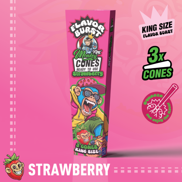 Monkey King King Size Flavor Burst Cones - (3 Pack) — Strawberry