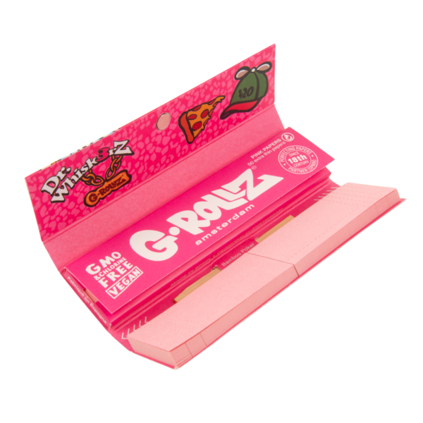 G-Rollz Dr. Whiskerz Pink Rolling Papers, Tips & Poker