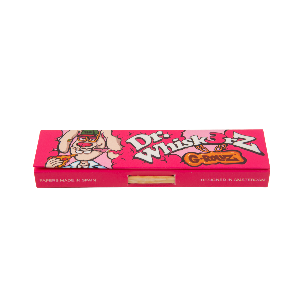 G-Rollz Dr. Whiskerz Pink Rolling Papers, Tips & Poker - Image 2