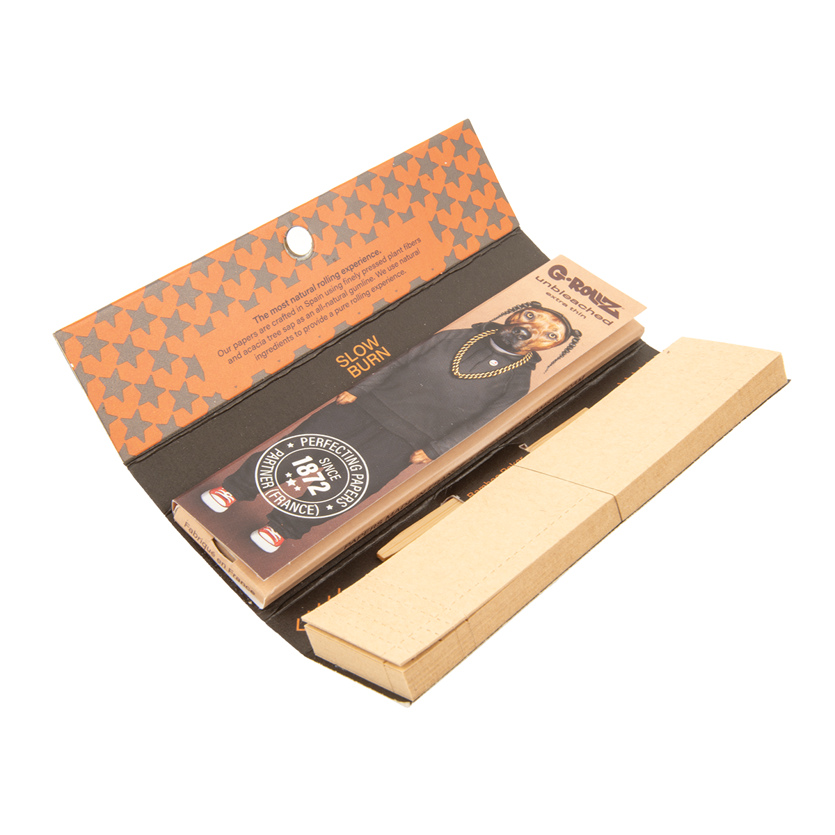 G-Rollz Rap Dog Unbleached King Size Papers + Tips + Poker