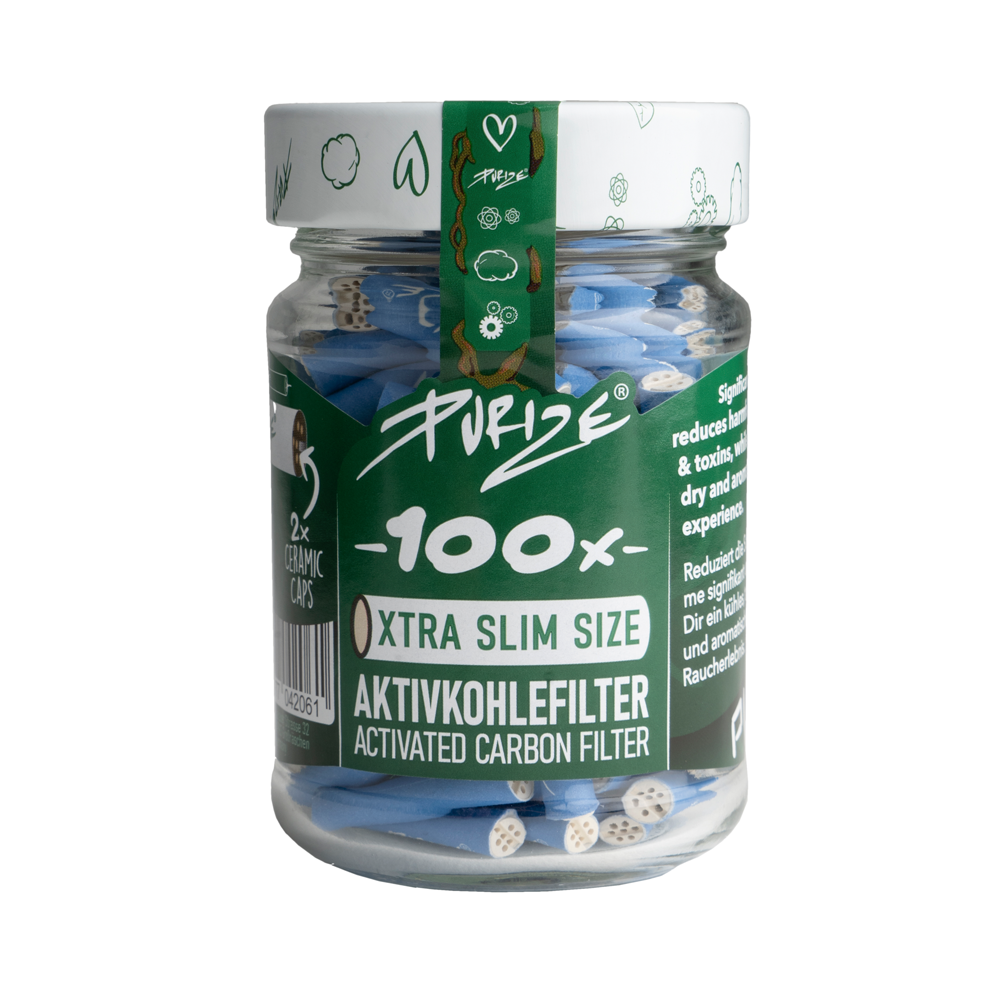 PURIZE® Activated Carbon Xtra Slim Filters Glass Jar (100 pcs)