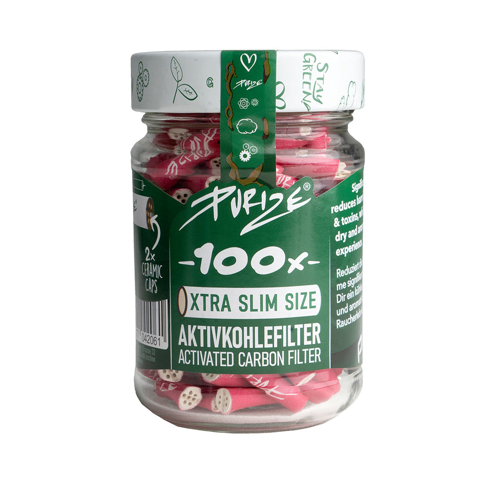 PURIZE® Activated Carbon Xtra Slim Filters Glass Jar (100 pcs) - Image 4