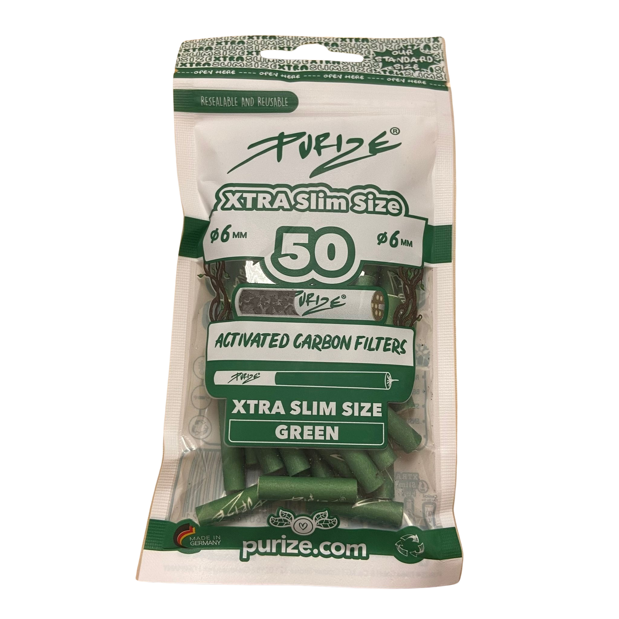 PURIZE® Activated Carbon Xtra Slim Filters 6mm (50 pcs) - Image 2