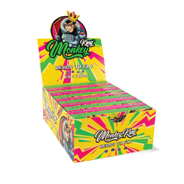 Monkey King Rolling Papers & Tips: Ready To Fly - King Size Unbleached (24 Pack)