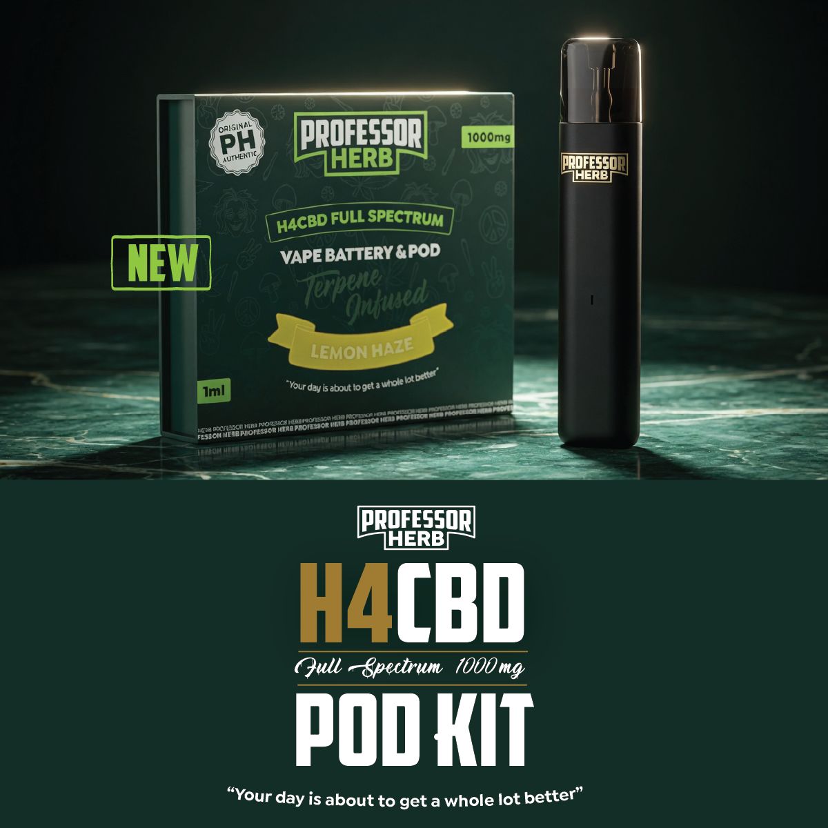 Professor Herb 1000MG H4CBD Full Spectrum 1ML Pod Kit - Lemon Haze - Image 13