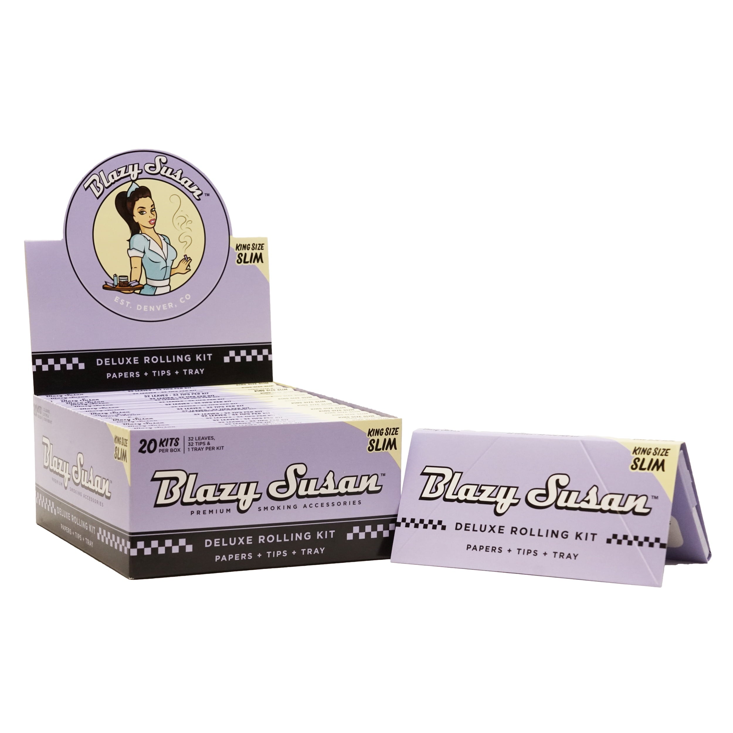 Blazy Susan Purple Deluxe Kit (King Size Rolling Papers with Tips & Tray) - Image 2