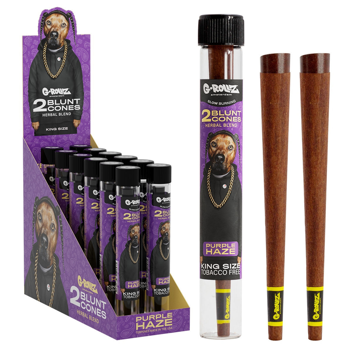 G-Rollz 'Herbal Blend' 2 Blunt Cones Terpene Infused with Yerba Mate, Chamomile & Cacao - (12 Pack) - Image 3