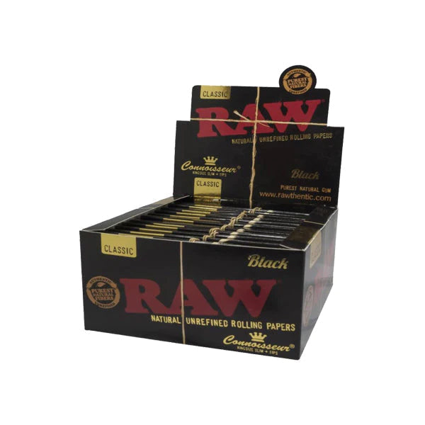 RAW Connoisseur Black Classic Rolling Papers & Tips - Image 2
