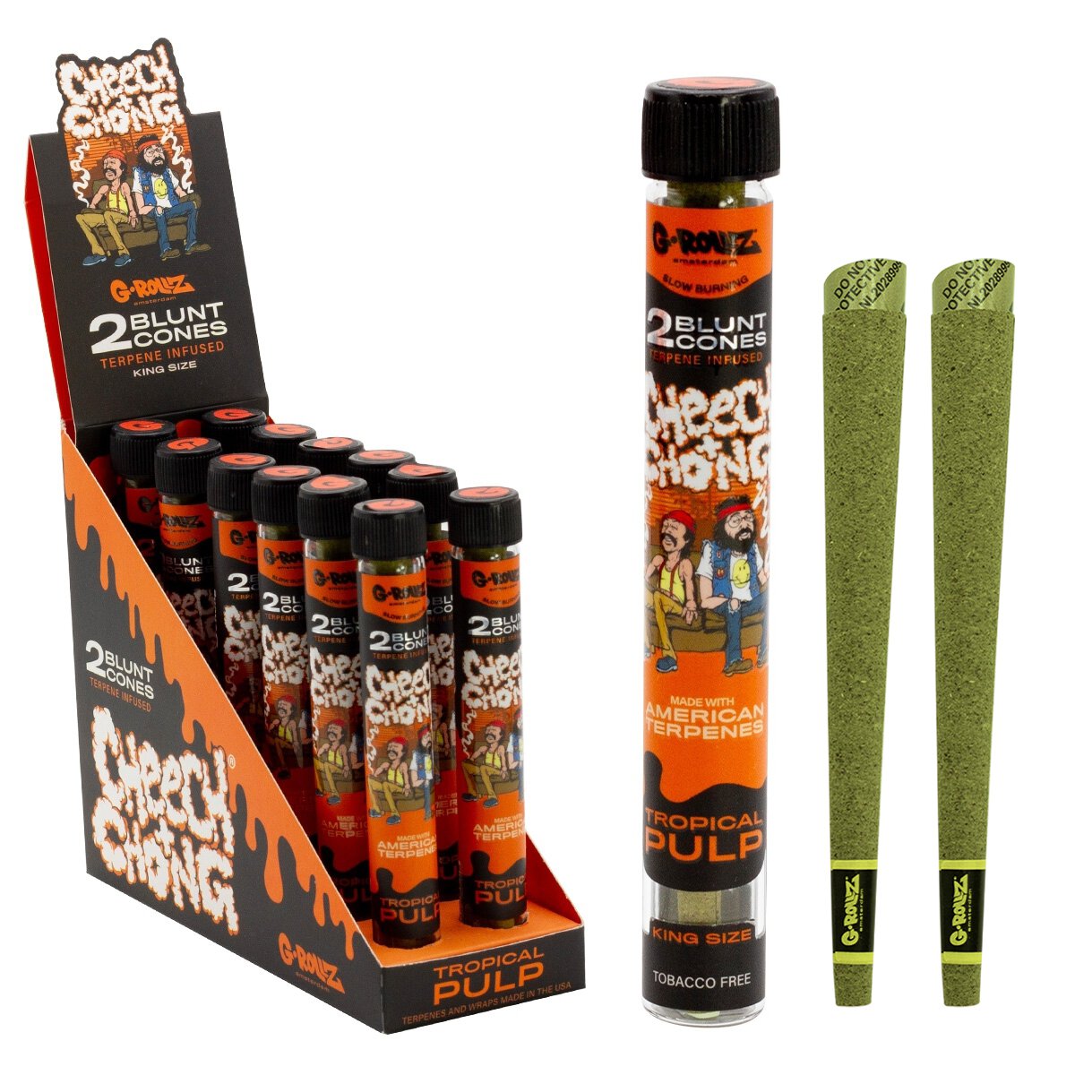 G-Rollz Cheech & Chong Terpene Infused Hemp Blunts - Tropical Pulp - Image 2