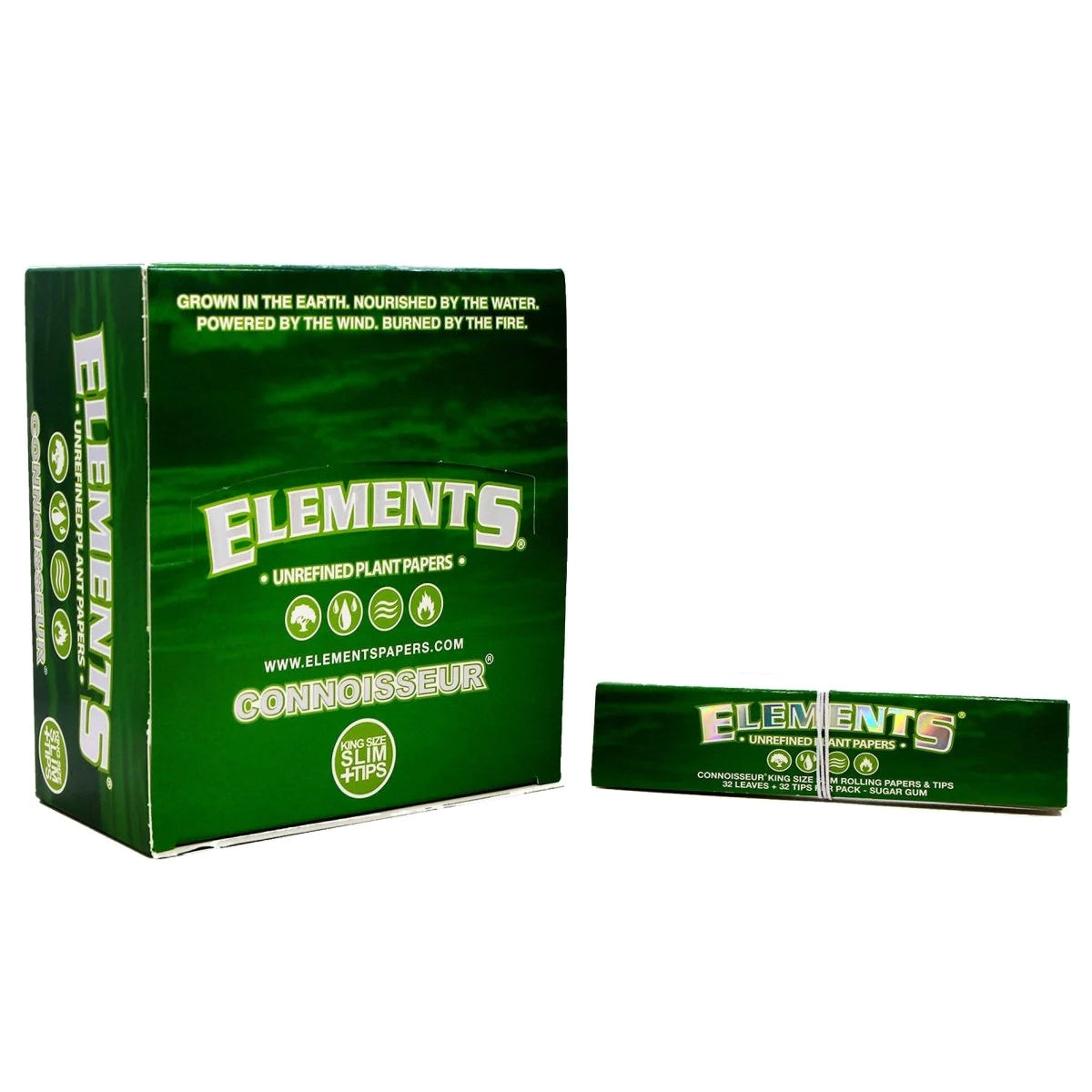 Elements Connoisseur Ultra Thin Unrefined Plant Rolling Papers & Tips - Image 2