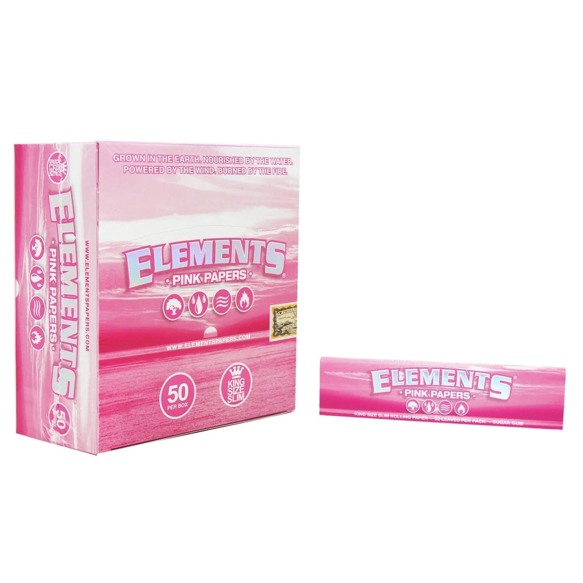 Elements King Size Slim Pink Rolling Papers - Image 2
