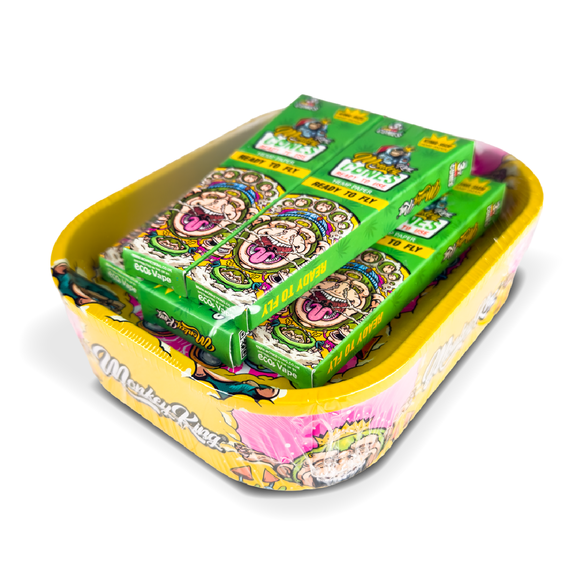 Monkey King Rolling Tray Box + Hemp Cones