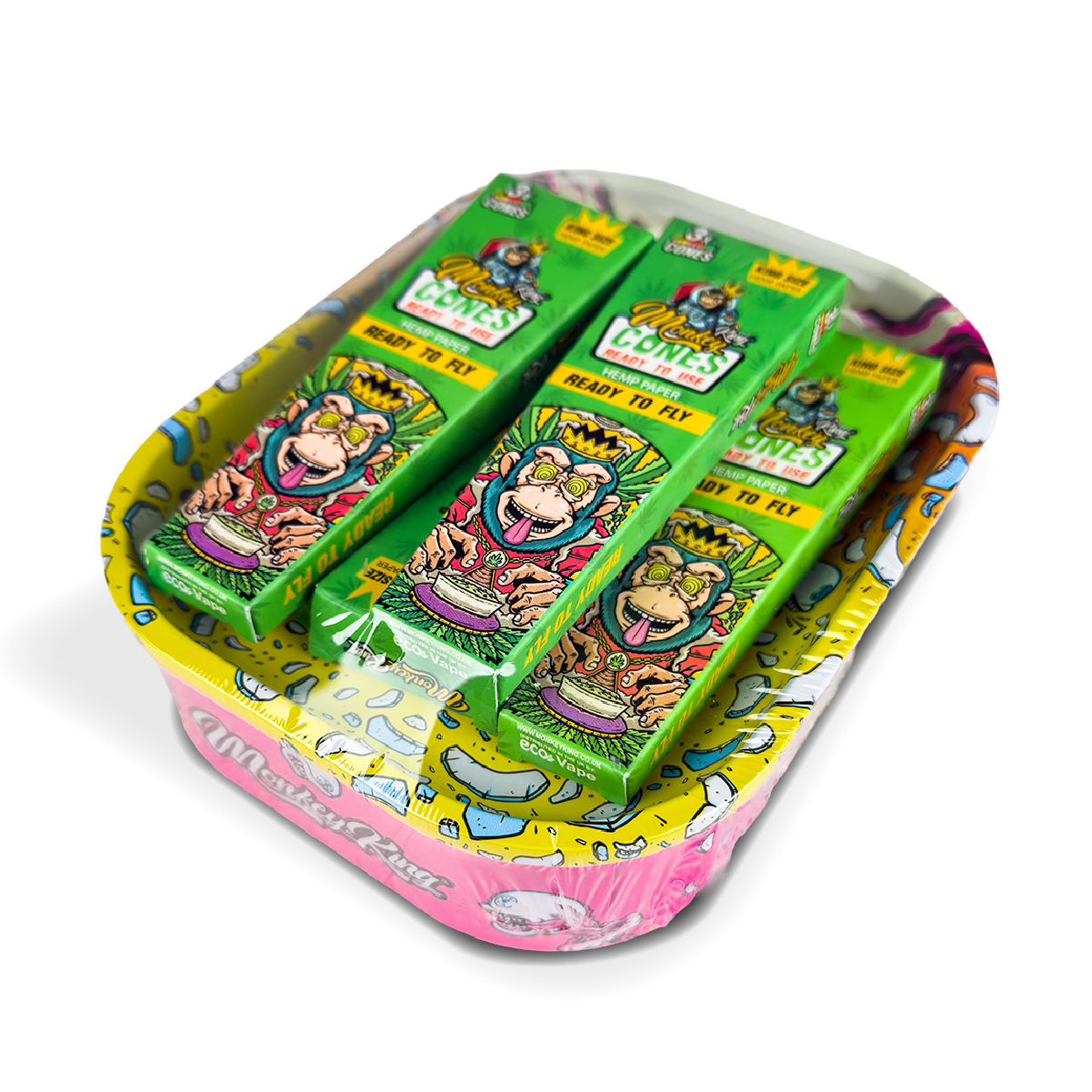 Monkey King Rolling Tray Box + Hemp Cones - Image 3