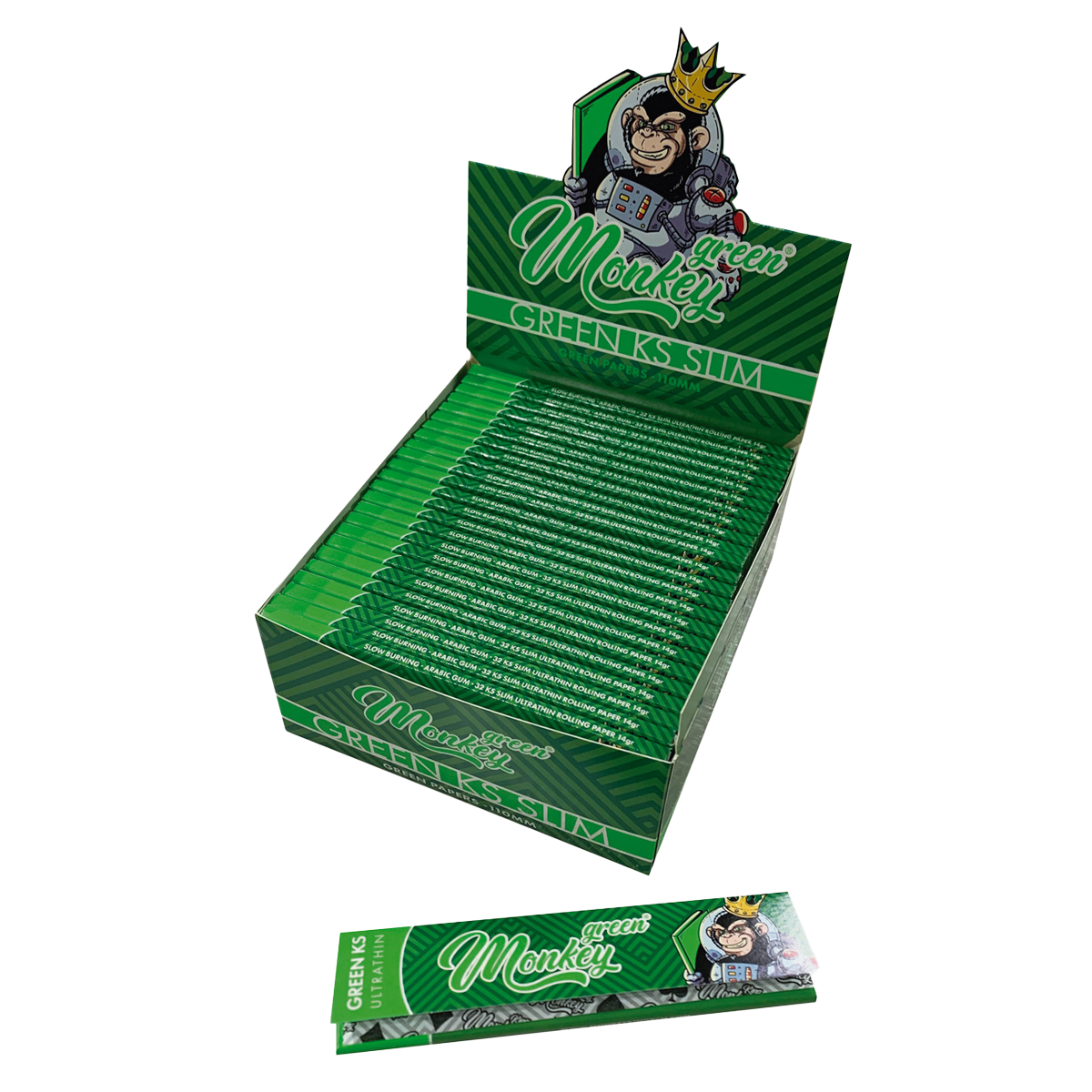 Monkey King Rolling Papers: Green - King Size - Image 3