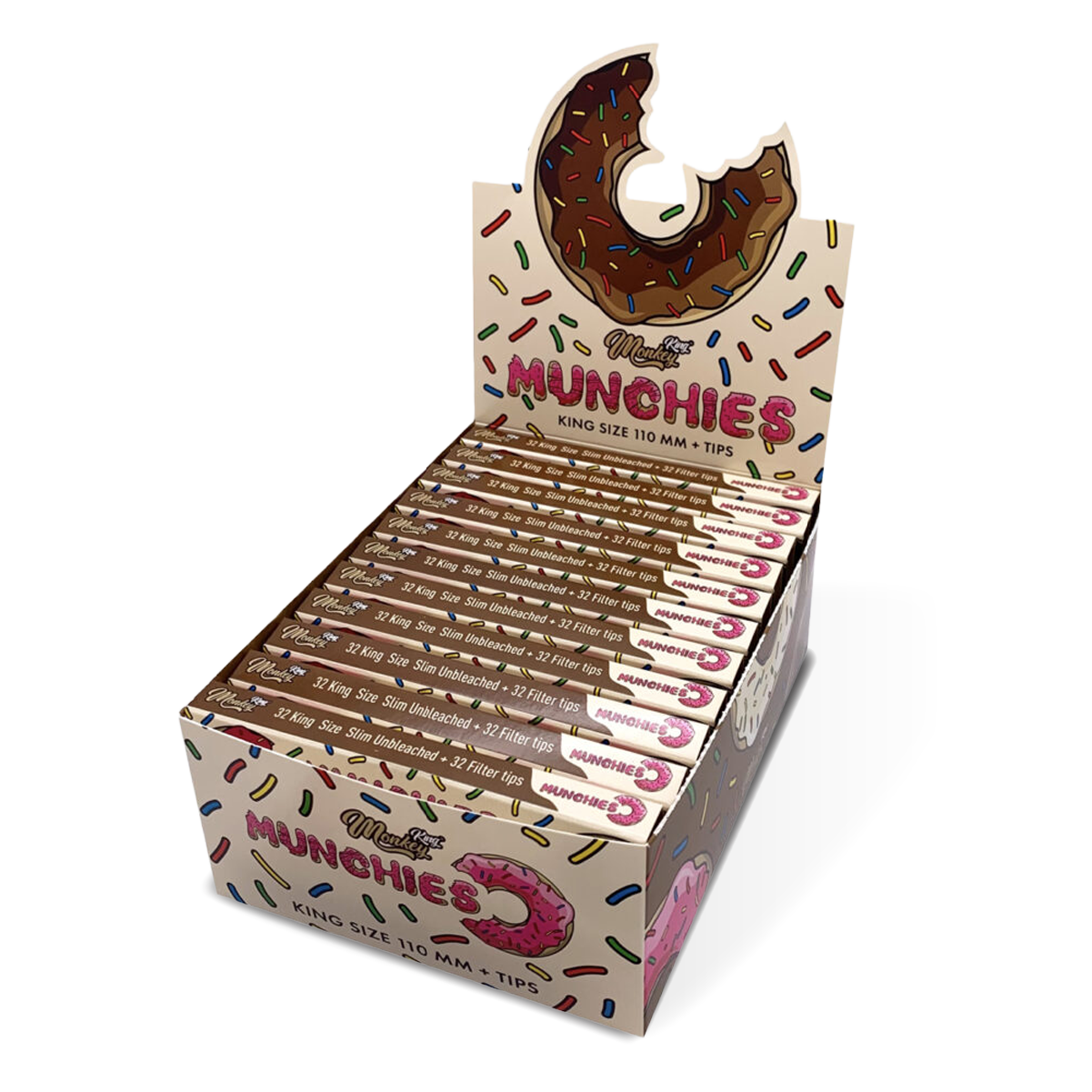 Monkey King Rolling Papers & Tips: Munchies Ed. - King Size Unbleached - Image 3