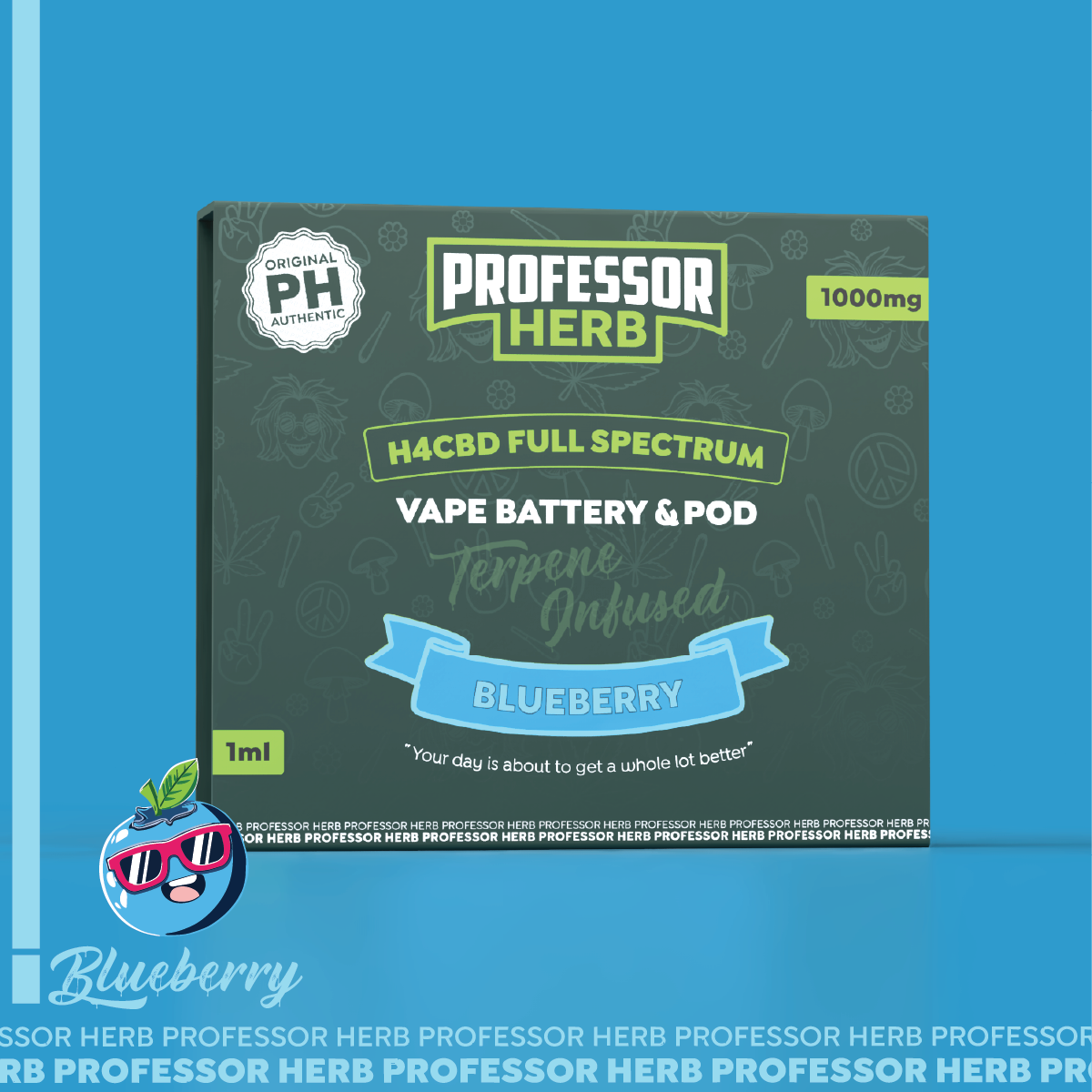 Professor Herb 1000MG H4CBD Full Spectrum 1ML Pod Kit - Blueberry - Image 3